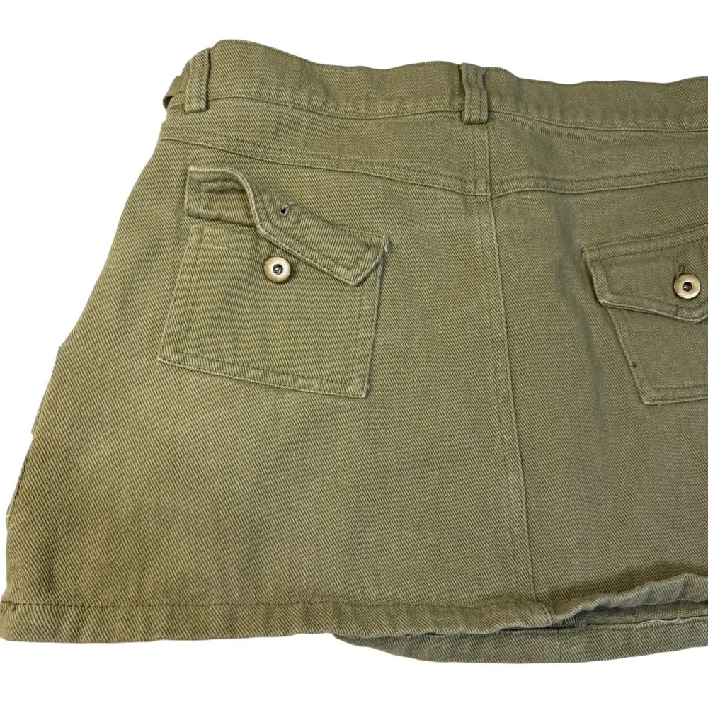 Princess Polly Olive Green Cargo Mini Skirt Womens US 8 Side Buckles Utility Y2K